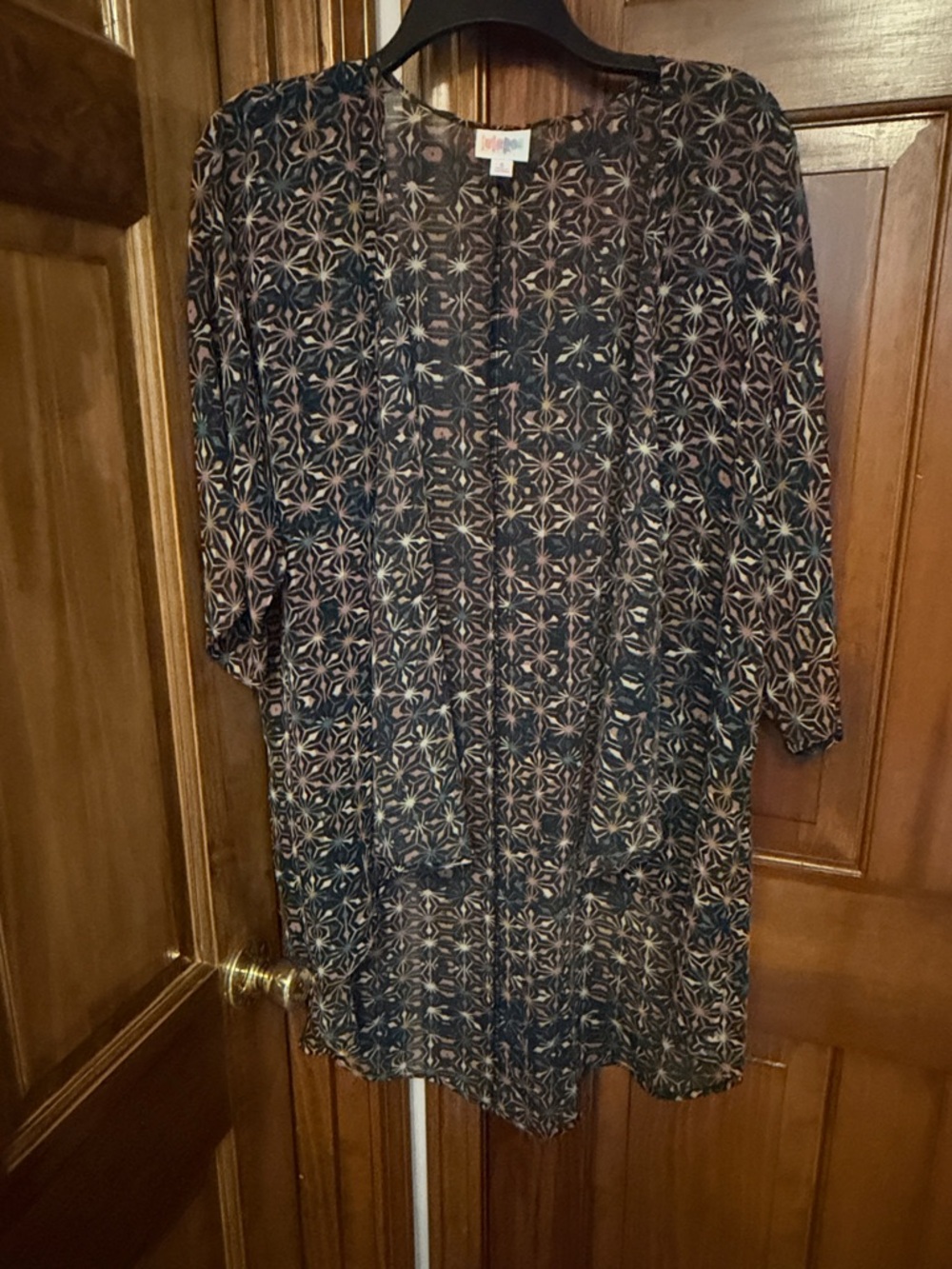 LuLaRoe Black and Tan Floral Geo Print Duster Cape